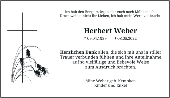 Traueranzeige von Herbert Weber von Rheinische Post