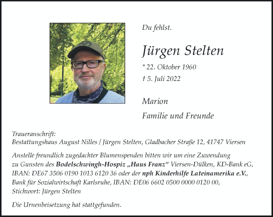 Traueranzeige von Jürgen Stelten von Rheinische Post