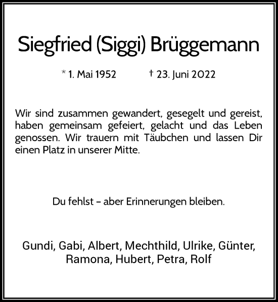 Traueranzeige von Siegfried  Brüggemann von Rheinische Post