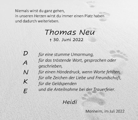 Traueranzeige von Thomas Neu von Rheinische Post