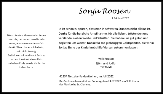 Traueranzeige von Willi Roosen von Rheinische Post