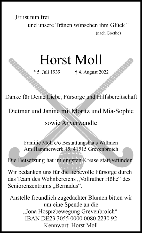 Traueranzeige von Horst Moll von Rheinische Post
