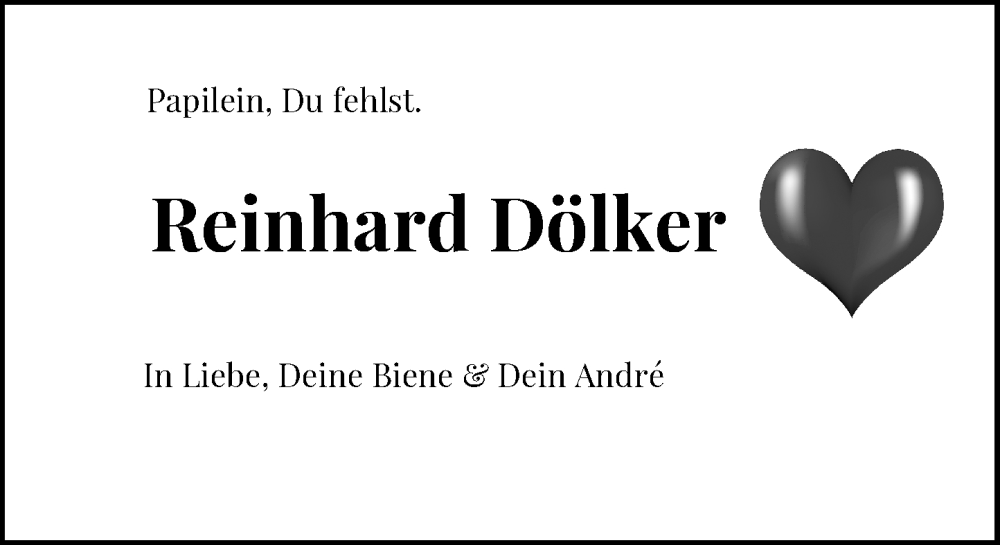  Traueranzeige für Reinhard Dölker vom 06.08.2022 aus Rheinische Post