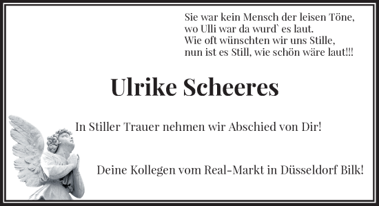 Traueranzeige von Ulrike Scheeres von Rheinische Post