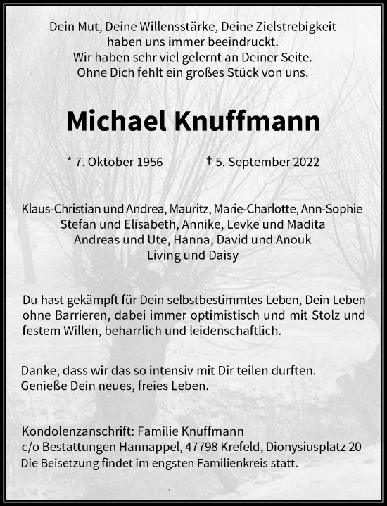 Traueranzeige von Michael Knuffmann von Rheinische Post