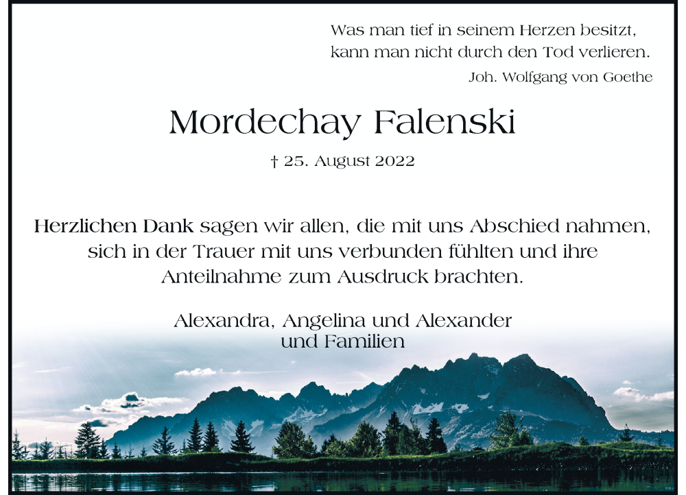  Traueranzeige für Mordechay Falenski vom 24.09.2022 aus Rheinische Post