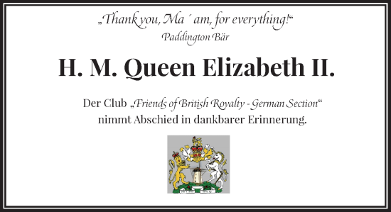 Traueranzeige von Queen Elizabeth II.  von Rheinische Post