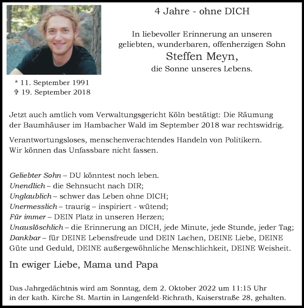  Traueranzeige für Steffen Meyn vom 24.09.2022 aus Rheinische Post