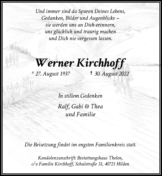 Traueranzeige von Werner Kirchhoff von Rheinische Post