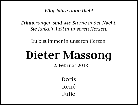 Traueranzeige von Dieter Massong von Rheinische Post