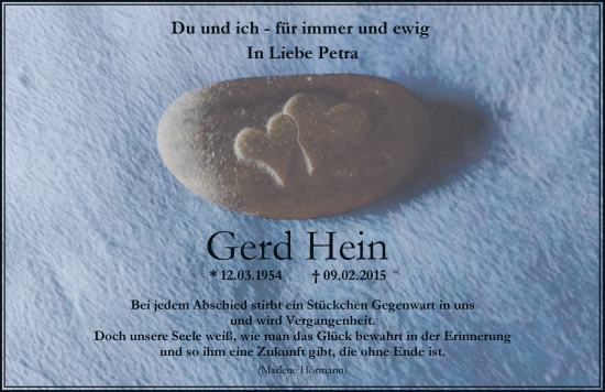 Traueranzeige von Gerd Hein von Rheinische Post