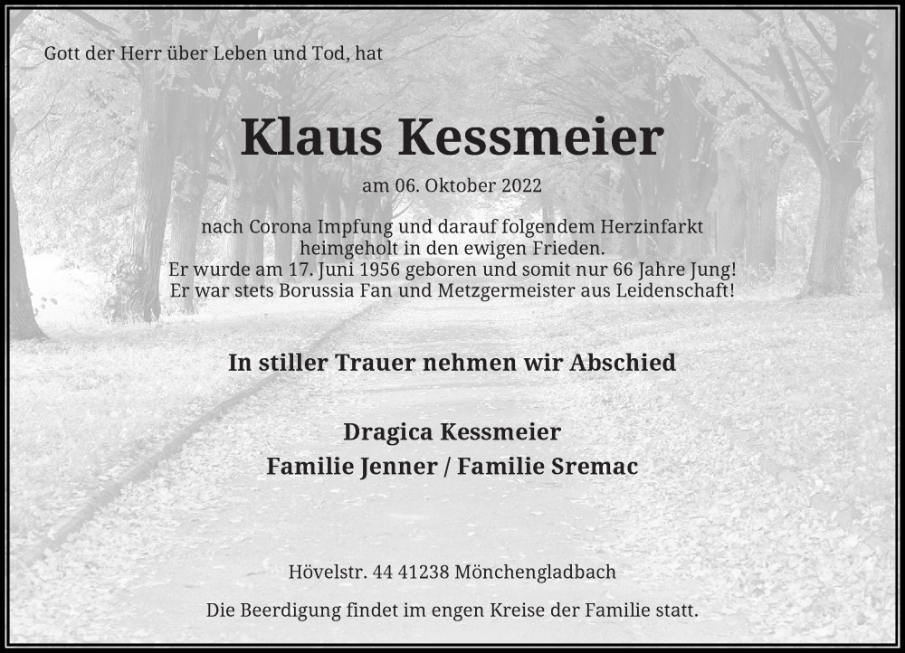  Traueranzeige für Klaus Kessmeier vom 06.01.2023 aus Rheinische Post