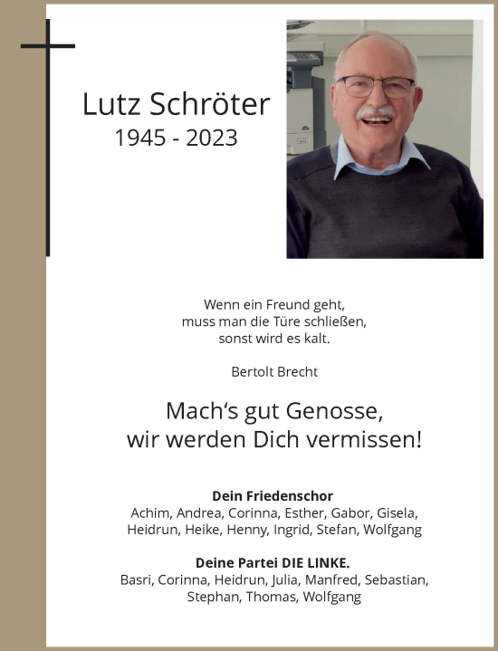 Traueranzeige von Lutz Schröter von Rheinische Post