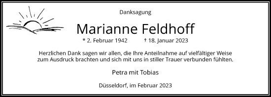 Traueranzeige von Marianne Feldhoff von Rheinische Post