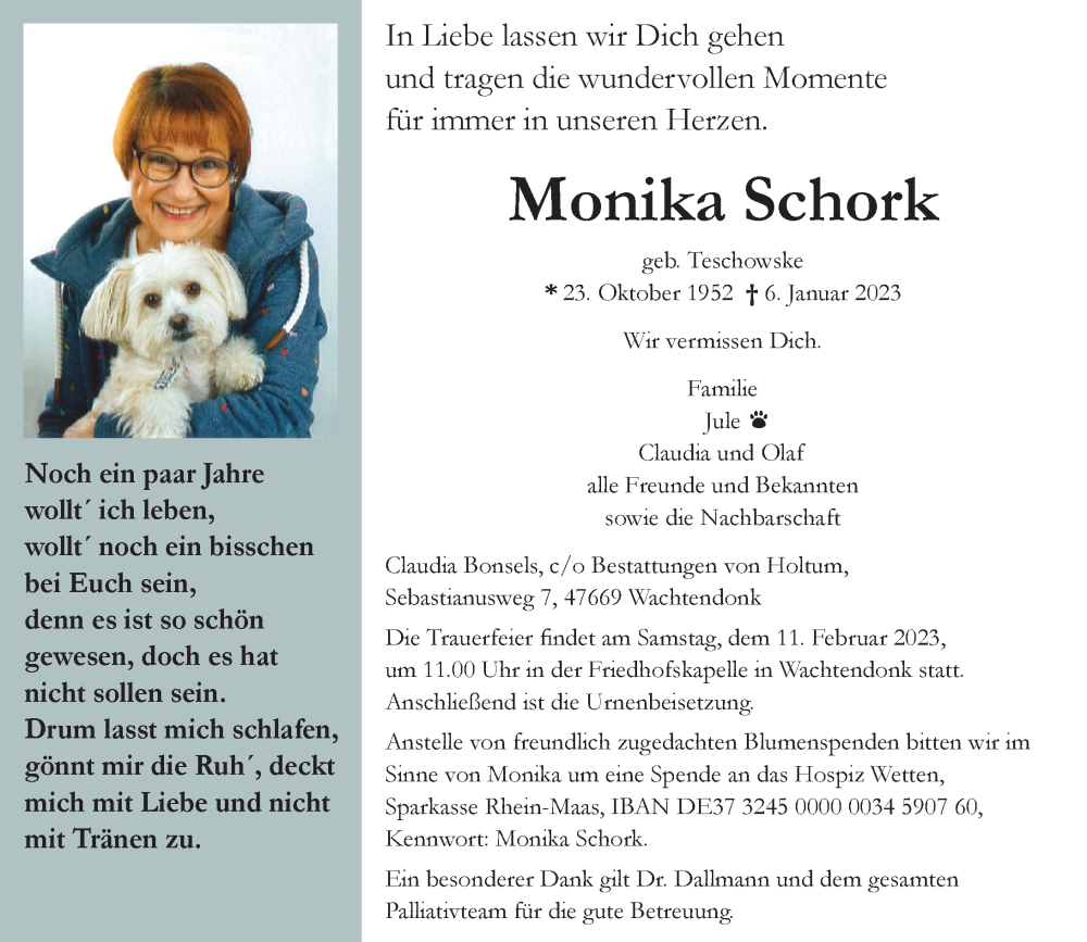 Alle Traueranzeigen Für Monika Schork | Trauer.rp-online.de