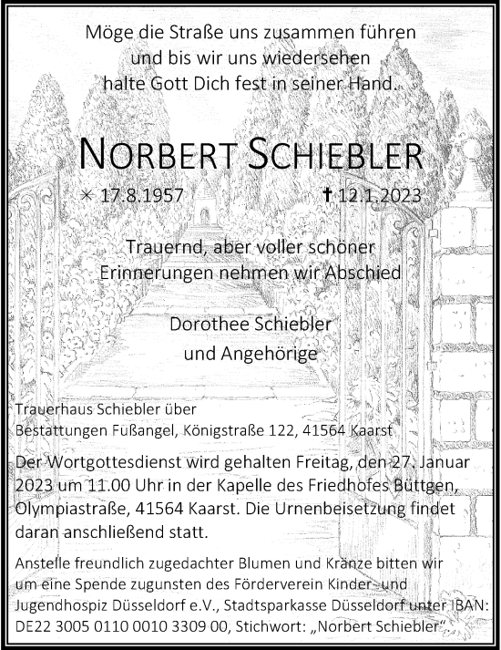 Traueranzeige von Norbert Schiebler von Rheinische Post