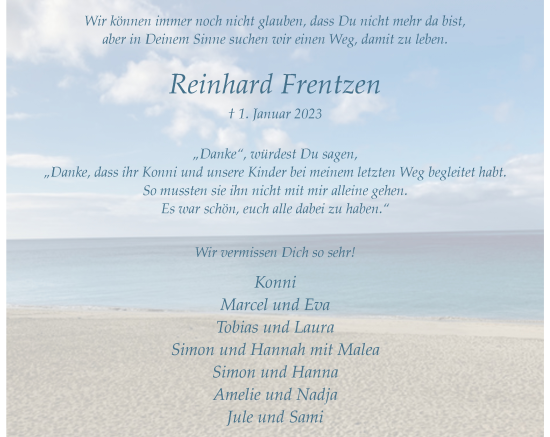 Traueranzeige von Reinhard Frentzen von Rheinische Post