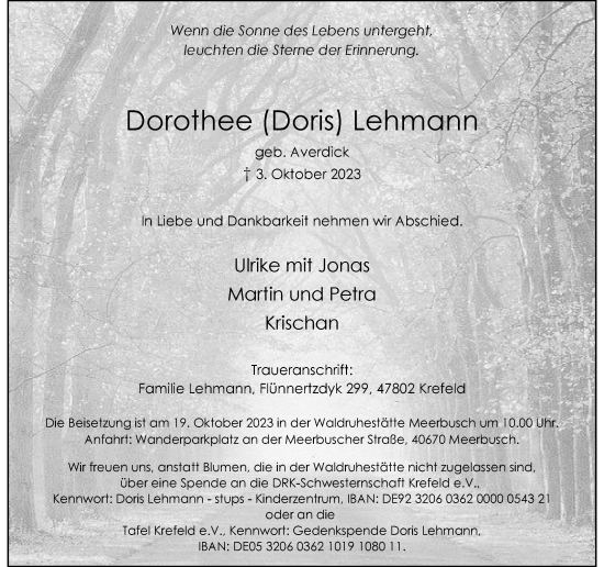 Traueranzeige von Dorothee  Lehmann von Rheinische Post