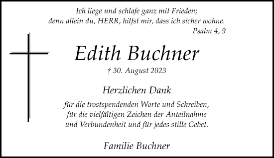 Traueranzeige von Edith Buchner von Rheinische Post