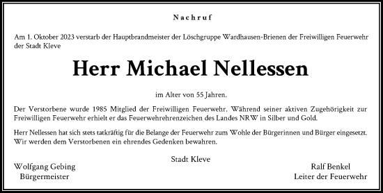 Traueranzeige von Michael Nellessen von Rheinische Post