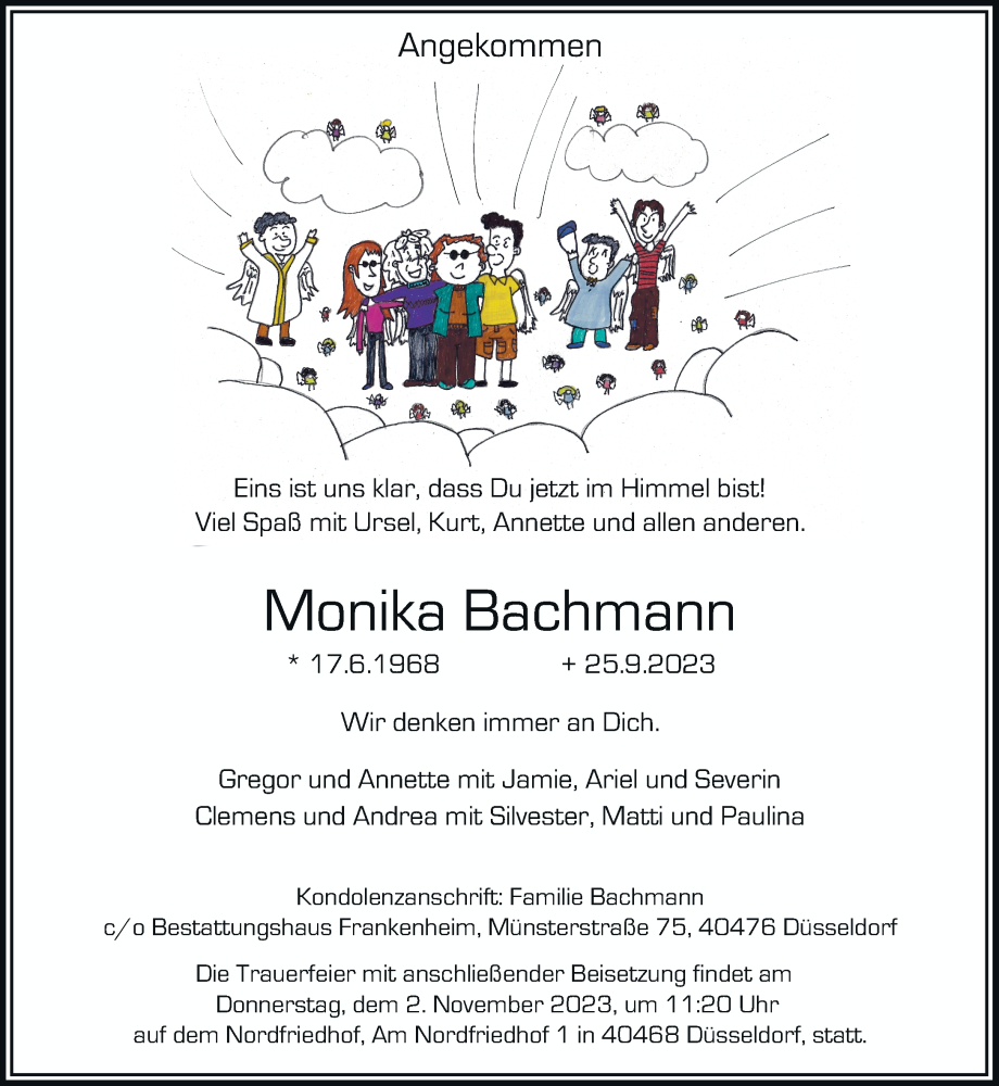  Traueranzeige für Monika Bachmann vom 21.10.2023 aus Rheinische Post