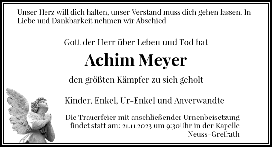 Traueranzeige von Achim Meyer von Rheinische Post