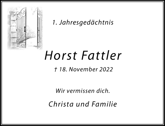 Traueranzeige von Horst Fattler von Rheinische Post