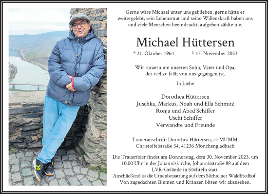 Traueranzeige von Michael Hüttersen von Rheinische Post