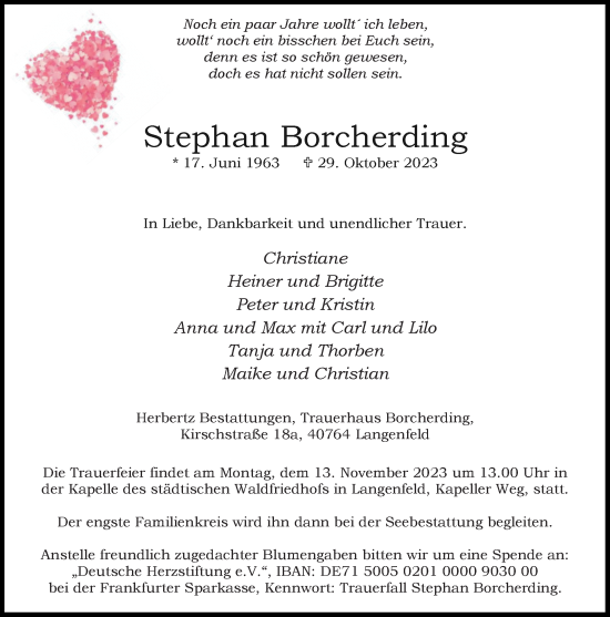 Traueranzeige von Stephan Borcherding von Rheinische Post