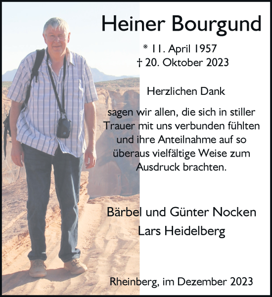 Traueranzeige von Heiner Bourgund von Rheinische Post