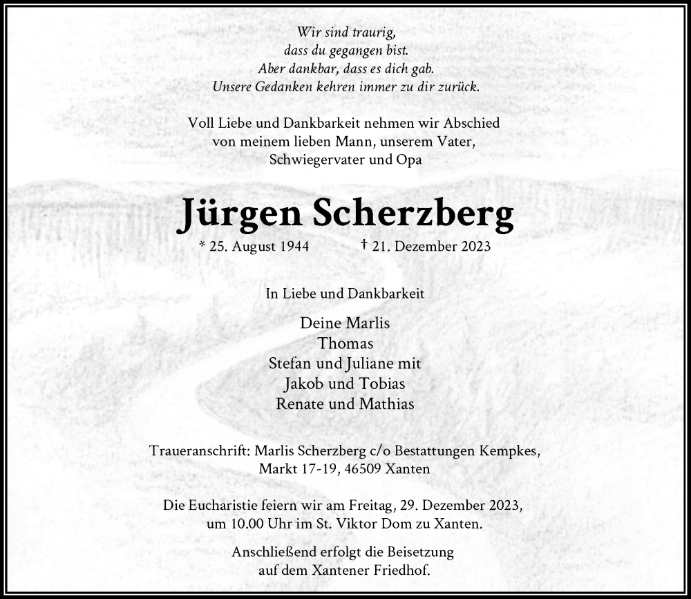  Traueranzeige für Jürgen Scherzberg vom 28.12.2023 aus Rheinische Post
