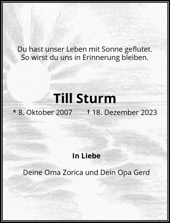 Traueranzeige von Till Sturm von Rheinische Post