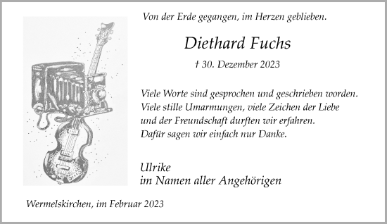 Traueranzeige von Diethard Fuchs von Rheinische Post