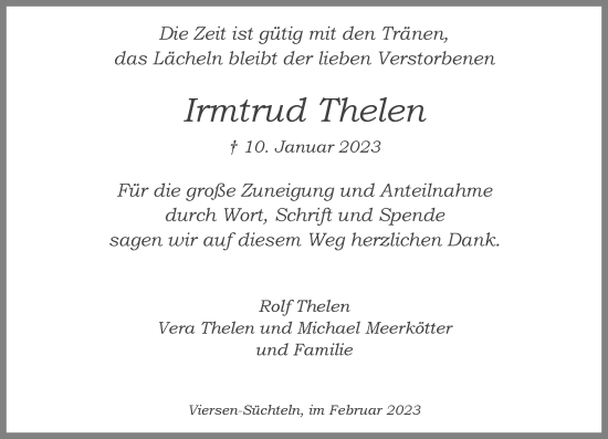 Traueranzeige von Irmtrud Thelen von Rheinische Post