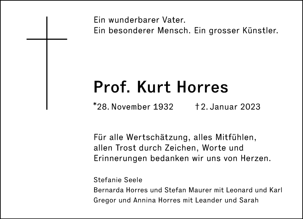  Traueranzeige für Kurt Horres vom 04.02.2023 aus Rheinische Post