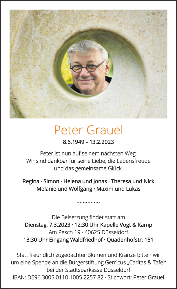  Traueranzeige für Peter Grauel vom 25.02.2023 aus Rheinische Post