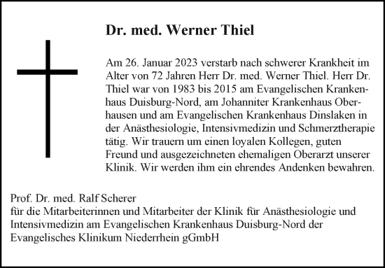 Traueranzeige von Werner Thiel von Rheinische Post