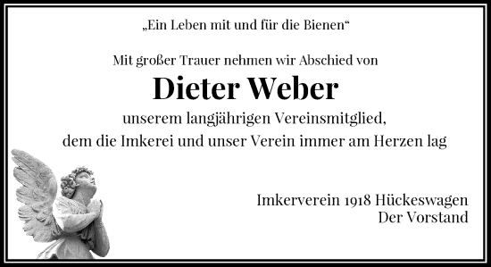 Traueranzeige von Dieter Weber von Rheinische Post