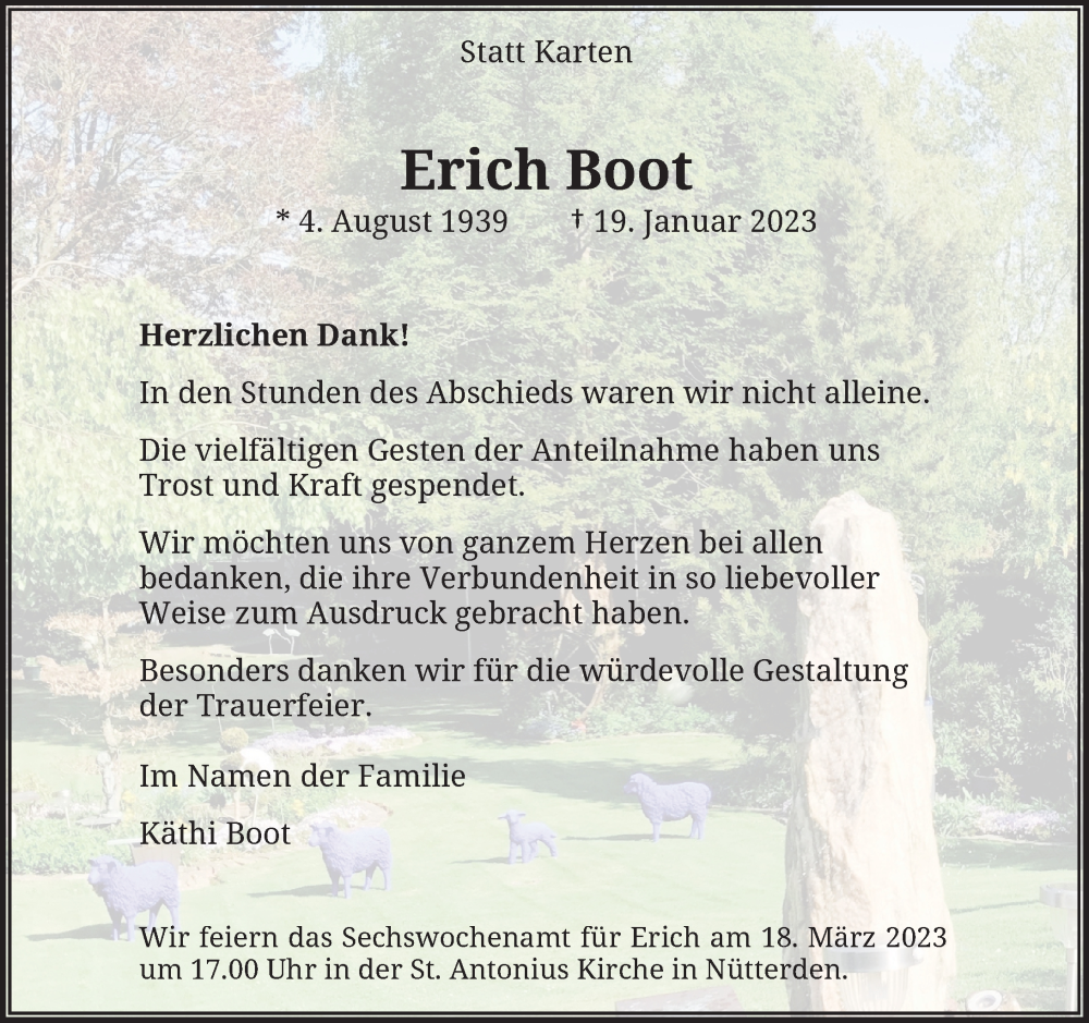  Traueranzeige für Erich Boot vom 11.03.2023 aus Rheinische Post