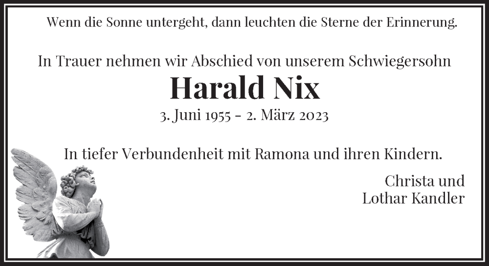  Traueranzeige für Harald Nix vom 11.03.2023 aus Rheinische Post