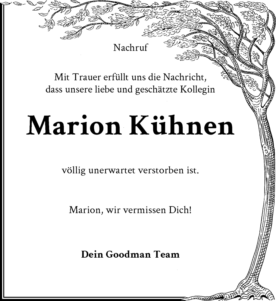 Traueranzeige für Marion Kühnen vom 09.03.2023 aus Rheinische Post
