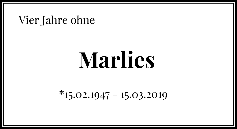  Traueranzeige für Marlies  vom 11.03.2023 aus Rheinische Post