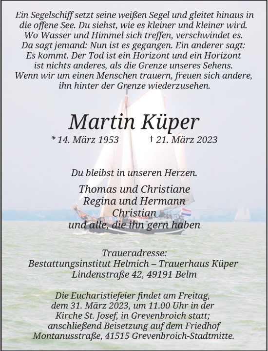 Traueranzeige von Martin Küper von Rheinische Post
