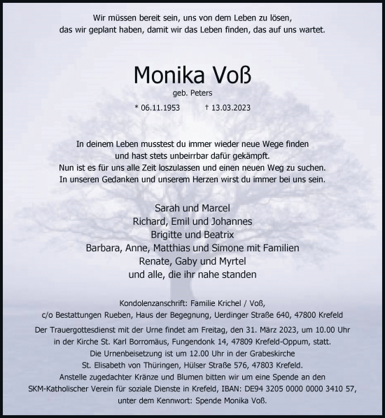 Traueranzeige von Monika Voß von Rheinische Post