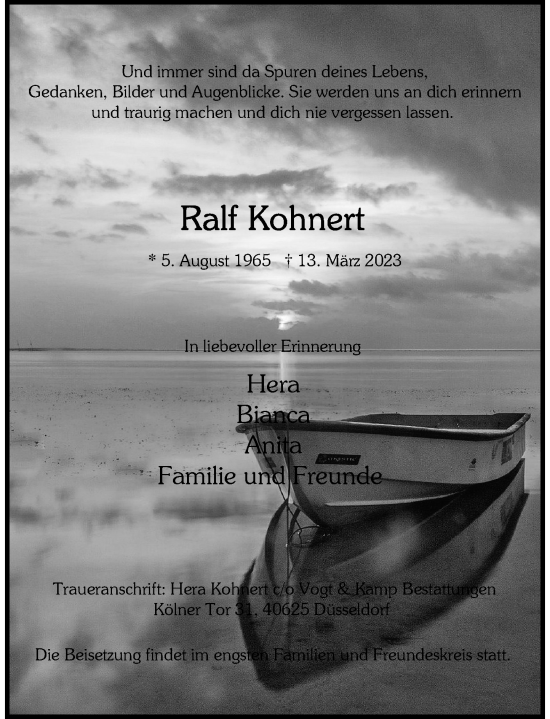 Traueranzeige von Ralf Kohnert von Rheinische Post