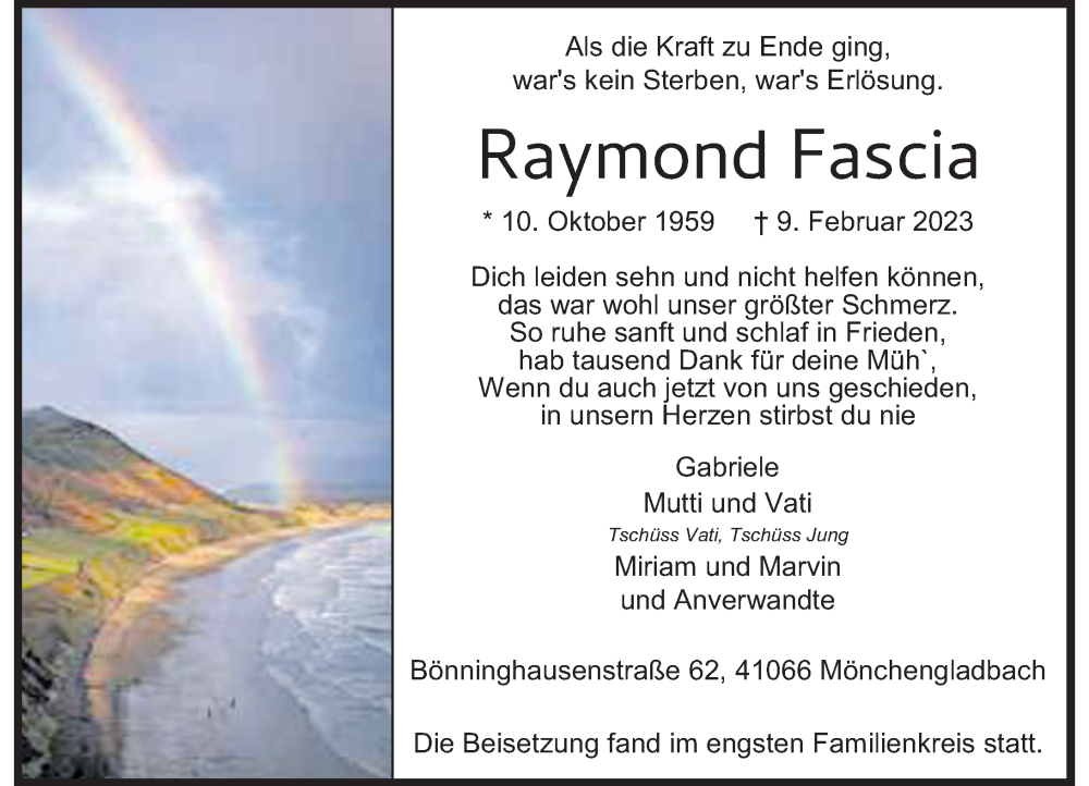  Traueranzeige für Raymond Fascia vom 04.03.2023 aus Rheinische Post