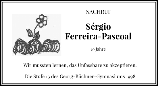Traueranzeige von Sergio Ferreira-Pascoal von Rheinische Post