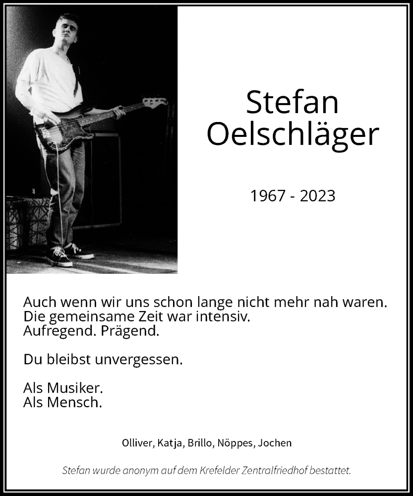  Traueranzeige für Stefan Oelschläger vom 18.03.2023 aus Rheinische Post