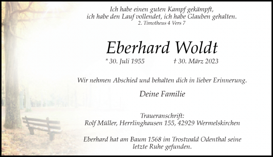 Traueranzeige von Eberhard Woldt von Rheinische Post