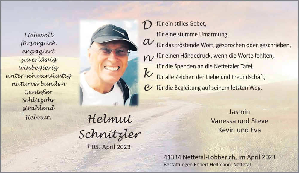  Traueranzeige für Helmut Schnitzler vom 29.04.2023 aus Rheinische Post